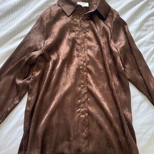 Elegant Brown Satin Blouse
